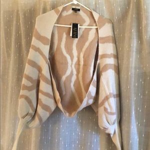 Afrm nude zebra open puff sleeve cardigan